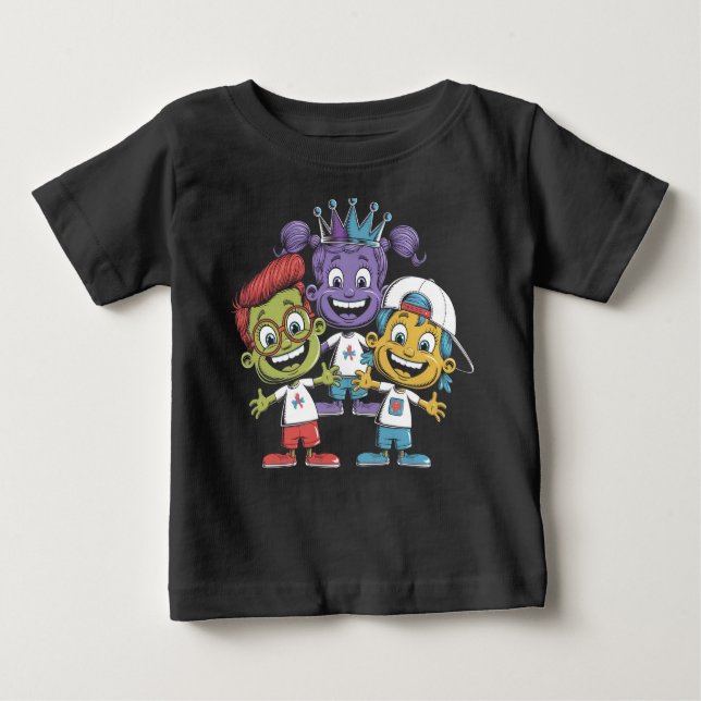 Camiseta Cartoons Coloridos com Expressões Reproduzíveis (Frente)