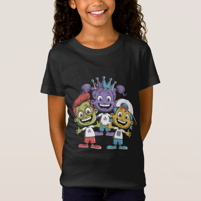 Camiseta Cartoons Coloridos com Expressões Reproduzíveis (Frente)