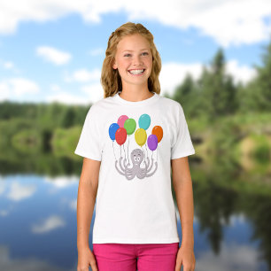 Camiseta Cartopo Octopus Colorful Balloons Girl