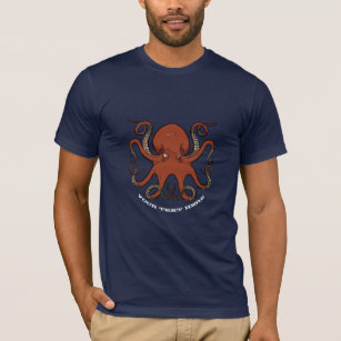 Camiseta Cartum de Polvo Vermelho Irritado Tentáculos