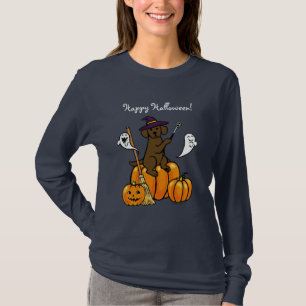 Camiseta Cartum Labrador de Chocolate do Halloween 2