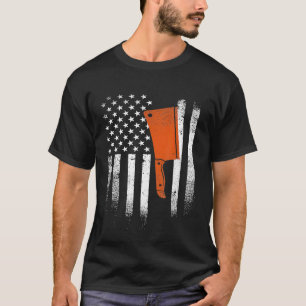 Camiseta Carving Knife Cleaver Usa Flag Butcher Chef Cook