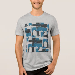 Camiseta Carvões de Turquesa Esbranquiçados Geométricos MCM