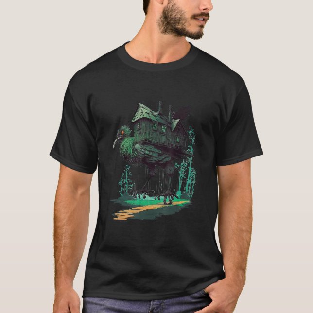 Camiseta Casa Andando sobre Pernas de Frango Folclore Eslav (Frente)