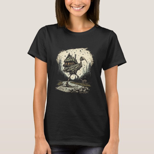 Camiseta Casa Andando sobre Pernas de Frango Folclore Eslav (Frente)