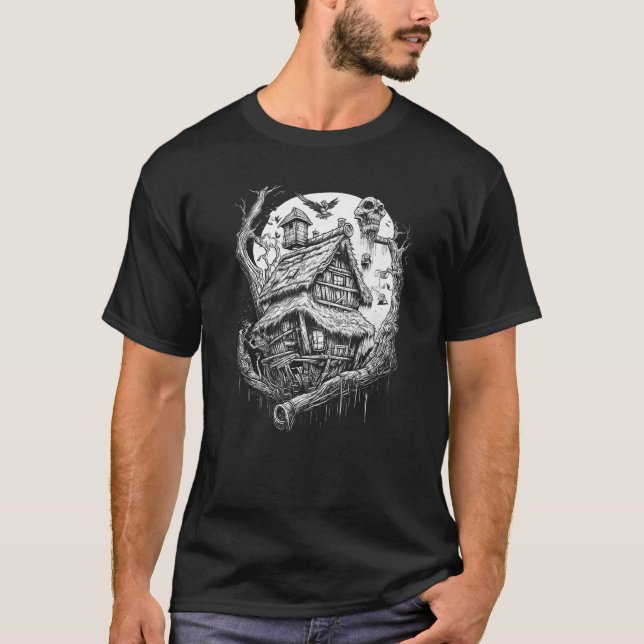 Camiseta Casa Andando sobre Pernas de Frango Folclore Eslav (Frente)