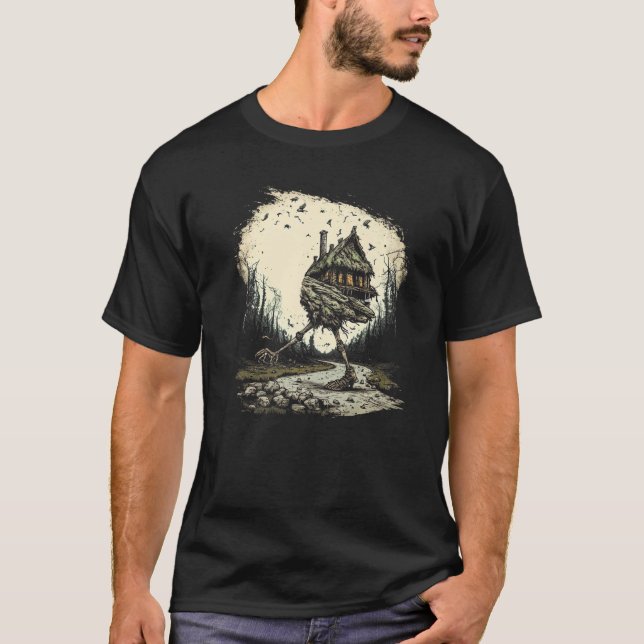 Camiseta Casa Andando sobre Pernas de Frango Folclore Eslav (Frente)