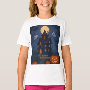 Camiseta Casa Assombrada Branca Dia das Bruxas-