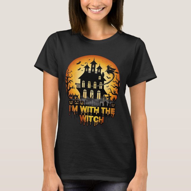 Camiseta Casa Assombrada da Bruxa Abóboras da Lua Cheia (Frente)