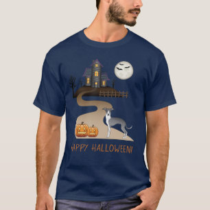 Camiseta Casa Assombrada De Azul E Branco E Halloween