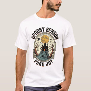 Camiseta Casa Assombrada de Halloween Gravura Antiga Camise