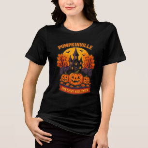 Camiseta Casa Assombrada de Pumpkinville Outono Assustador