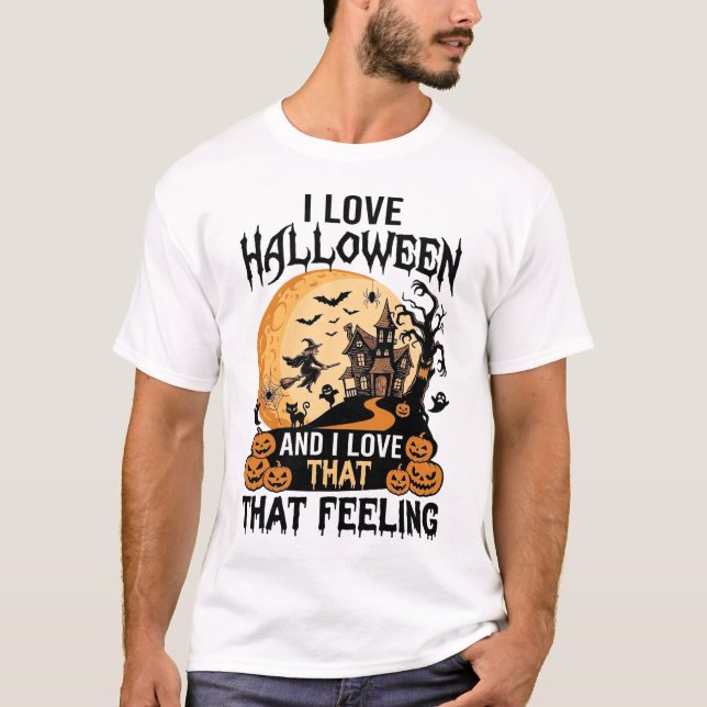 Camiseta Casa Assombrada do Amor no Halloween Lua Bruxa Abó (Frente)