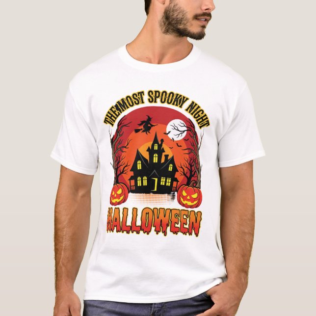 Camiseta Casa Assombrada e Noite de Abóbora de Halloween As (Frente)