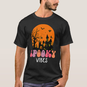 Camiseta Casa Assombrada Noite de Lua Groovy Spooky Vibes S