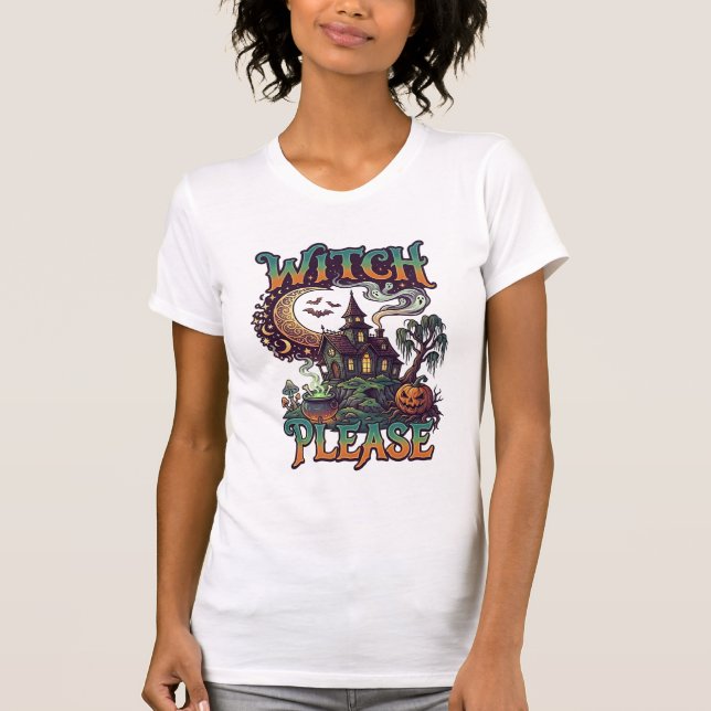 Camiseta Casa Assombrada Witch Please Cauldron Lua Crescent (Frente)