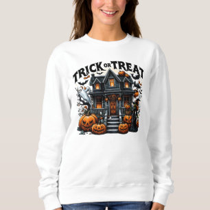 Camiseta Casa assustadora com abóboras e fantasmas