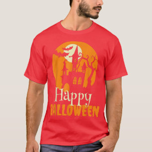 Camiseta Casa Assustadora do Halloween com Bats e Lua Si