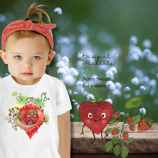 Camiseta Casa Caprichosa de Morango Berry Sweet  (Whimsical Strawberry House Berry Sweet Baby T-Shirt)