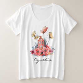 Camiseta Casa Conto de Fadas do Coral Flores & Borboletas