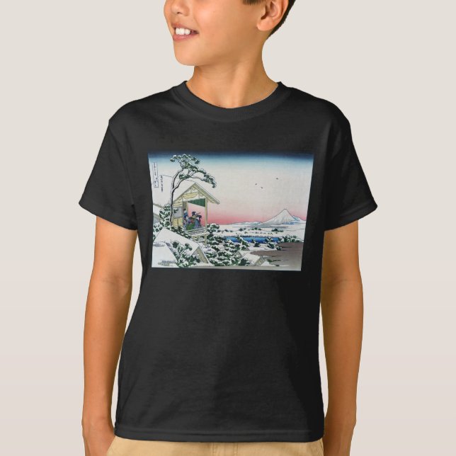Camiseta Casa da Chá de Koishikawa Ver Monte Fuji por Hokus (Frente)