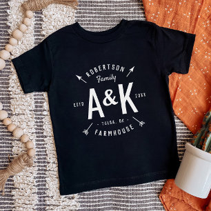 Camiseta Casa da quinta rústica do monograma da família d