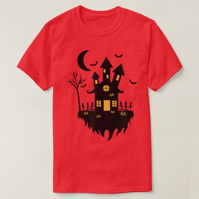 Camiseta Casa das bruxas do Halloween à noite (Frente do Design)