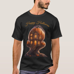 Camiseta Casa de árvore de abóbora caprichosa Feliz Dia das