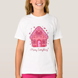 Camiseta Casa de Biscoito de Gengibre Rosa Tudo Alegre Doce