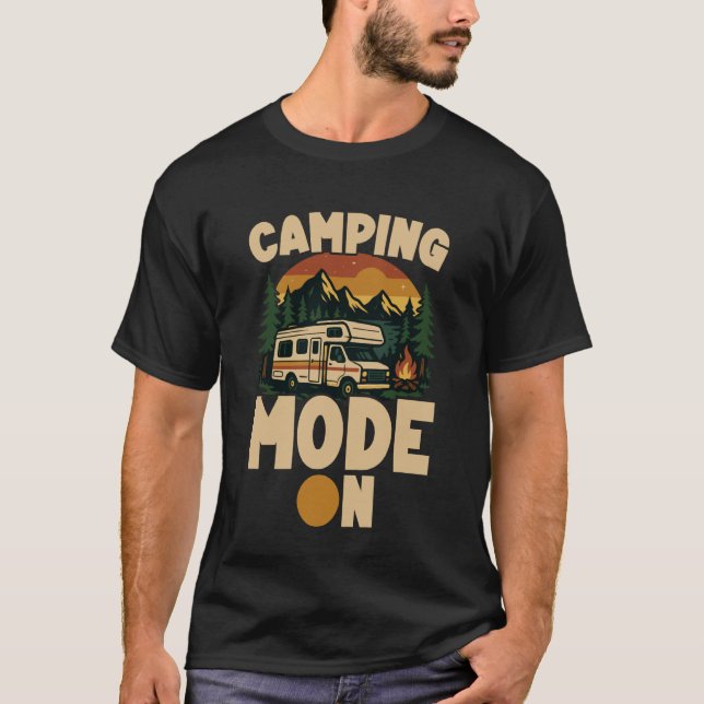 Camiseta Casa de Camping Retro Modo Camping Ativado (Frente)