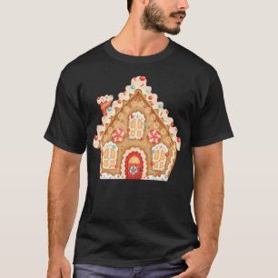 Camiseta Casa De Gengibre De Xmas Bonita Decorada Com Peppe