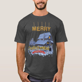 Camiseta Casa de inverno com neve Feliz Natal