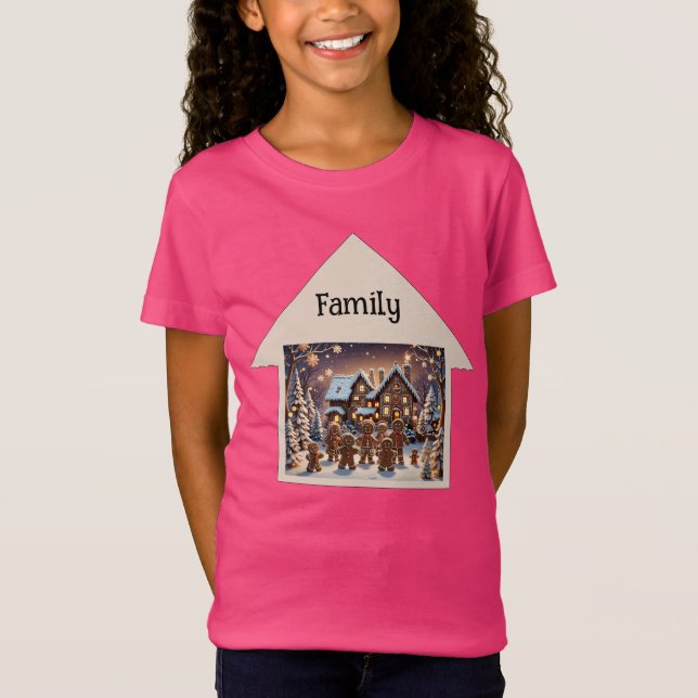 Camiseta Casa de pão de gengibre e família de pão de gengib (Frente)