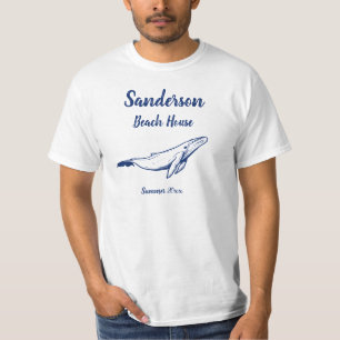 Camiseta Casa de praia de baleia azul-Marinho náutica
