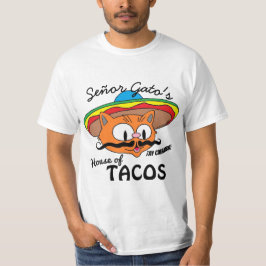 Camiseta Casa de Tacos do Senhor Gato Cartoon Felino Mexica