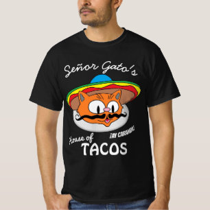 Camiseta Casa de Tacos do Senhor Gato Desenho Animado Mexic