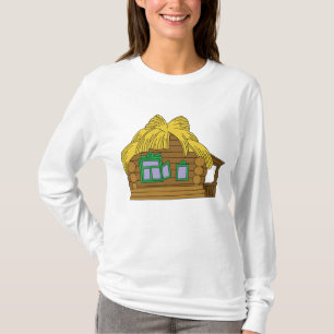 Camiseta Casa de Troncos Eslava Rústica com Telhado de Palh