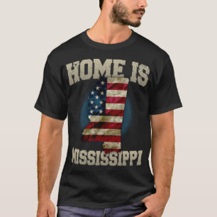 Camiseta Casa é Mississippi EUA mapa dos EUA presente único