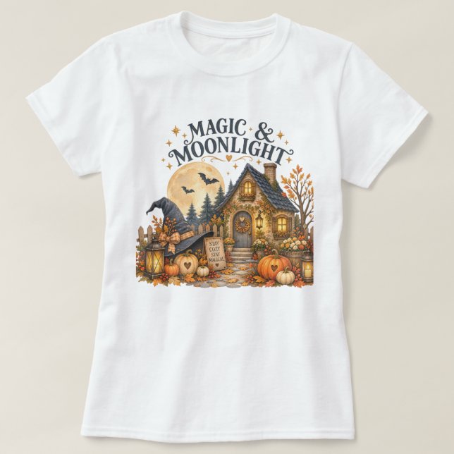 Camiseta Casa Encantada de Halloween da Magic & Moonlight (Frente do Design)