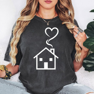 Camiseta Casa Minimalista Com Fumaça Em Forma de Coração