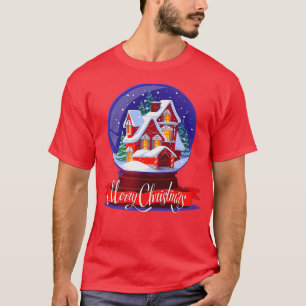Camiseta Casa Noturna de Natal Globo de Neve Divertido Merr