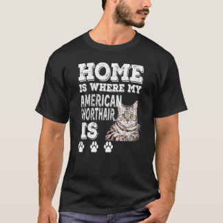 Camiseta Casa Onde Meu Gato Está O Ar Curto Americano