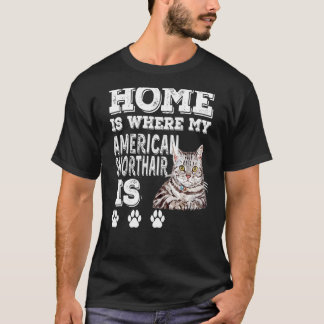 Camiseta Casa Onde Meu Gato Está O Ar Curto Americano