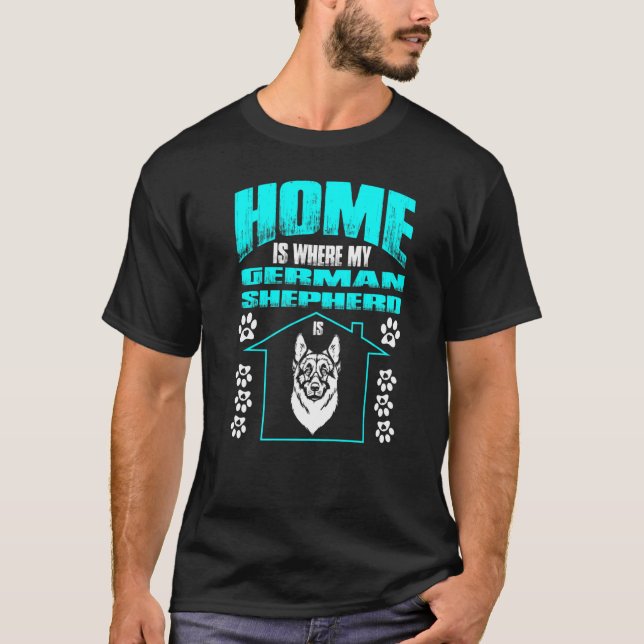Camiseta Casa Onde Meu German shepherd Está (Frente)