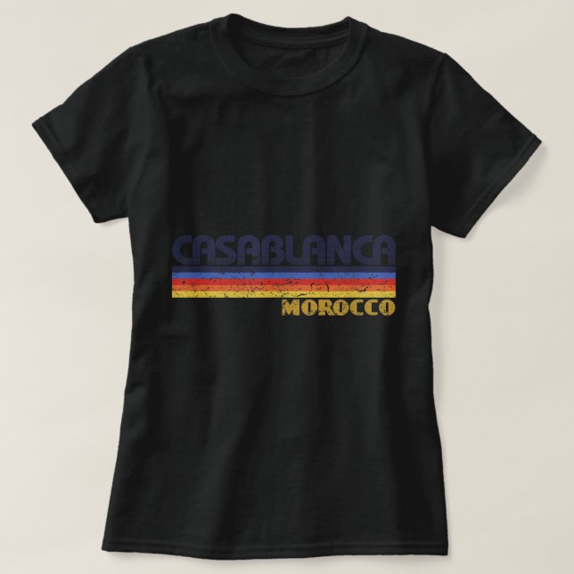 Camiseta Casablanca Marrocos Estilo Vintage 80s Retro (Frente do Design)