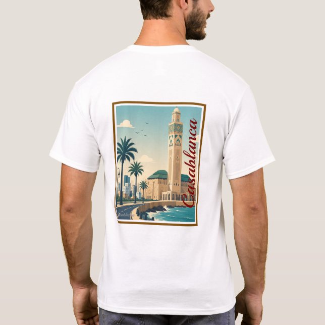 Camiseta Casablanca Morocco Vector Skyline T-Shirt. (Verso)