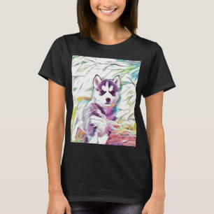 Camiseta Casaca Siberiana Negra E Branca Cupada Em Gras Mar