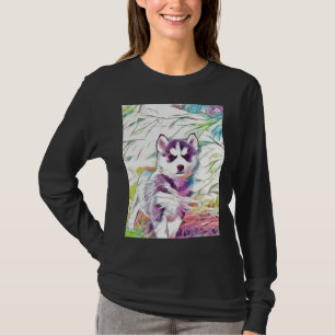 Camiseta Casaca Siberiana Negra E Branca Cupada Em Gras Mar