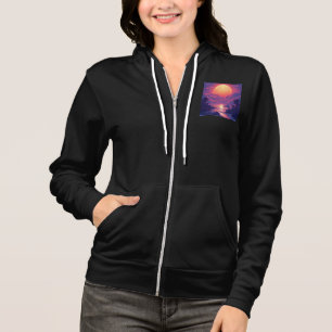 Camiseta Casaco com capuz e zíper feminino