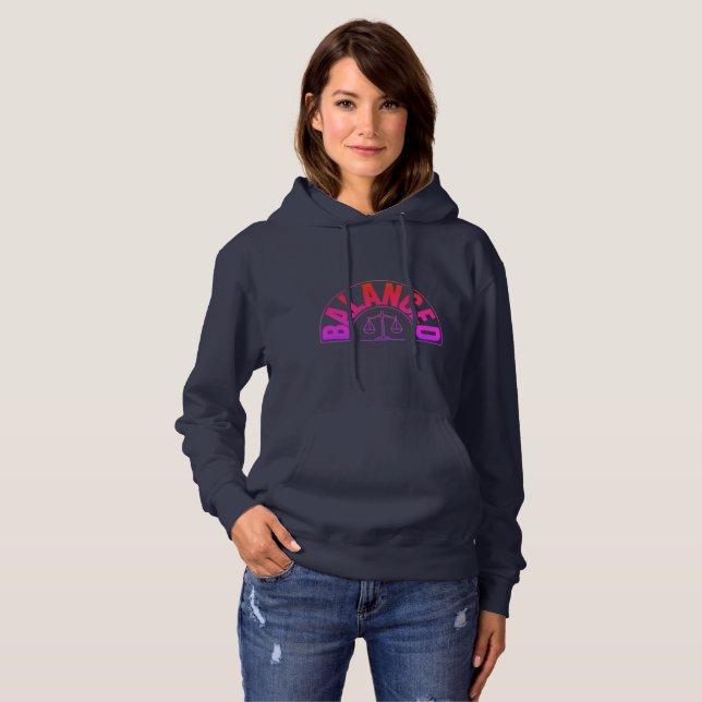 Camiseta Casaco com Capuz Equilibrado para Mulheres (Frente Completa)